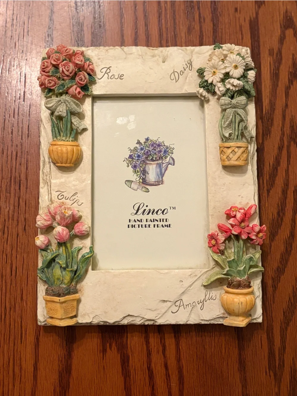 Floral Hand Painted Ceramic Photo Frame in Cream